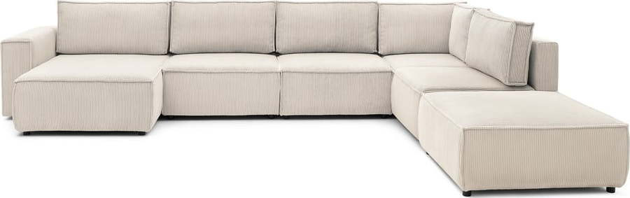 Krémová manšestrová rohová pohovka do 