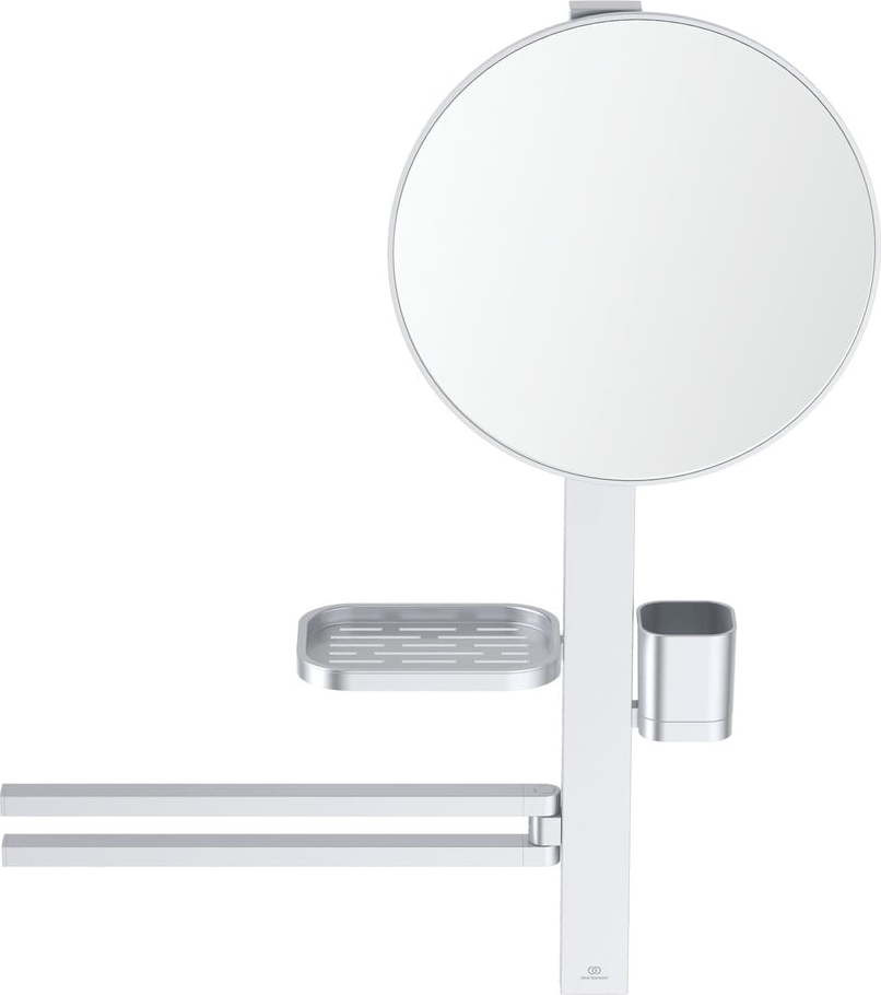 Nástěnné zrcadlo s poličkou a věšákem ø 33 cm ALU+ – Ideal Standard