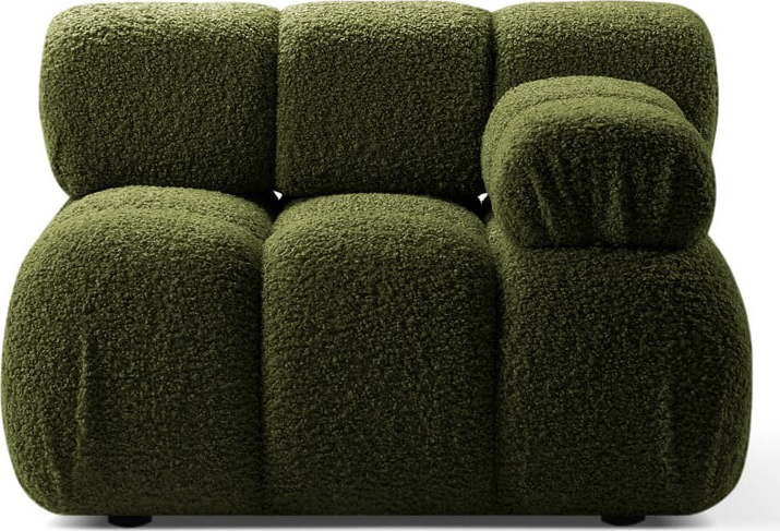 Zelený modul pohovky z textilie bouclé (pravý roh) Bellis – Micadoni Home