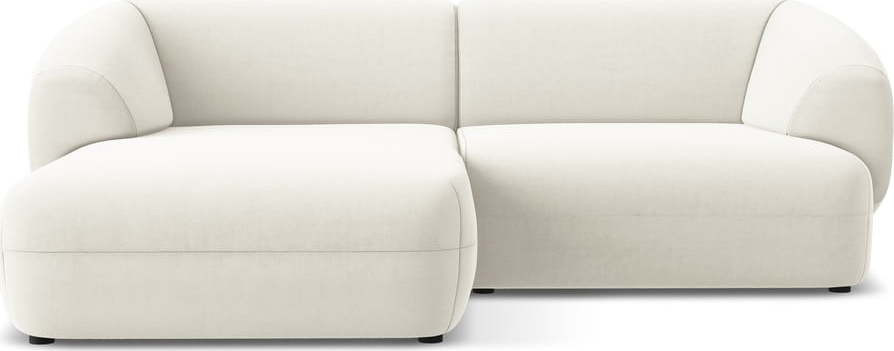 Bílá sametová rohová pohovka (levý roh) Moana – Makamii