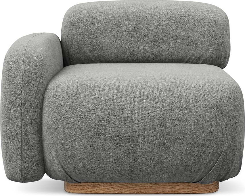 Šedý modul pohovky z textilie bouclé (levý roh) Ailani – Makamii