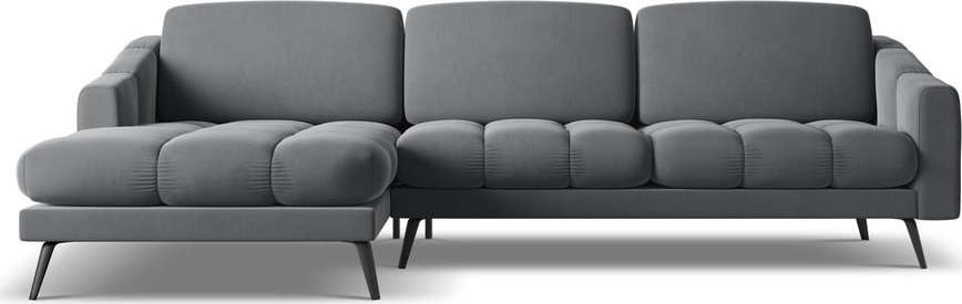 Šedá sametová rohová pohovka (levý roh) Nalu – Makamii