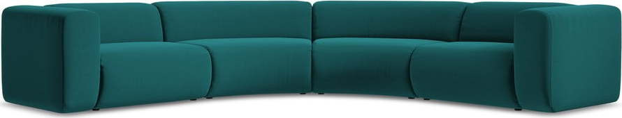 Tyrkysová sametová rohová pohovka Ekahi – Makamii