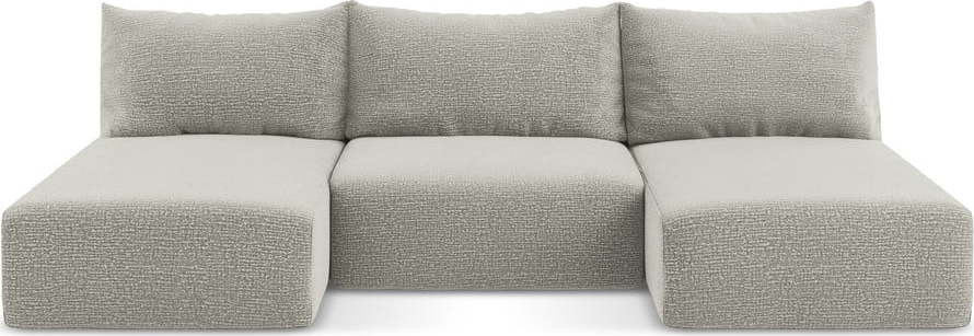 Světle šedá rozkládací/s úložným prostorem rohová pohovka Kalena – Makamii