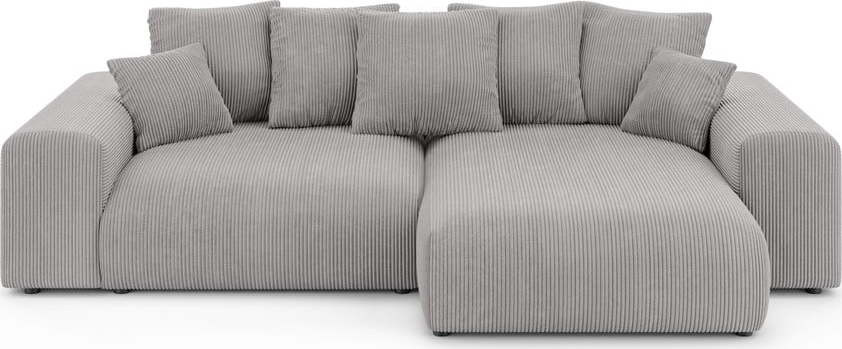 Světle šedá manšestrová rozkládací rohová pohovka s úložným prostorem (variabilní roh) Luma – Ropez