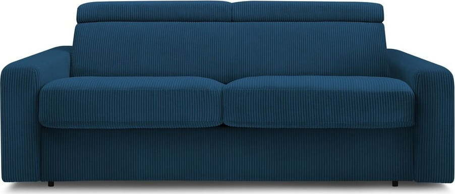 Tmavě modrá manšestrová rozkládací pohovka 215 cm Monaco – Bobochic Paris