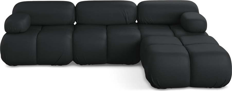 Černá modulární rohová pohovka z imitace kůže Lokua – Makamii