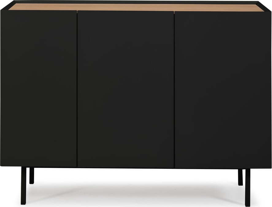 Nízká komoda v dekoru dubu v černo-přírodní barvě 110x85 cm Arista – Teulat
