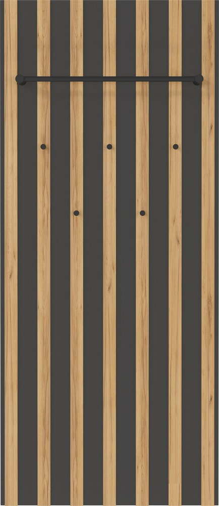 Věšákový panel v dekoru dubu v antracitovo-přírodní barvě 64x148x14 cm Renell – Germania