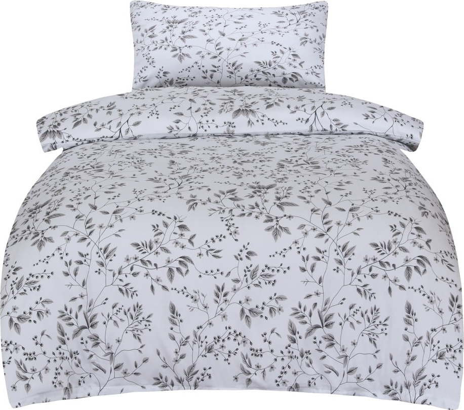 Šedé povlečení na jednolůžko z bavlněného saténu 140x200 cm Gloria – My House