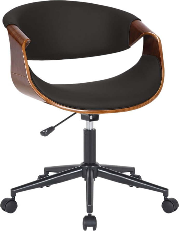 Černo-tmavě hnědá kancelářská židle z imitace kůže Visby – Tomasucci