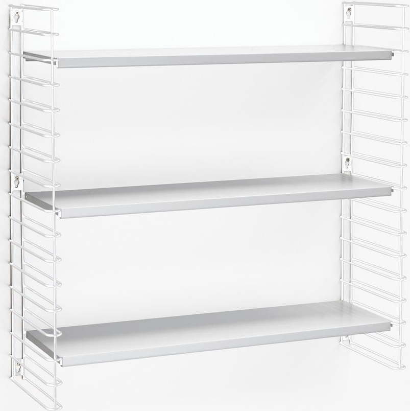 3patrový regál s bílými policemi Metaltex Libro, šířka 70 cm