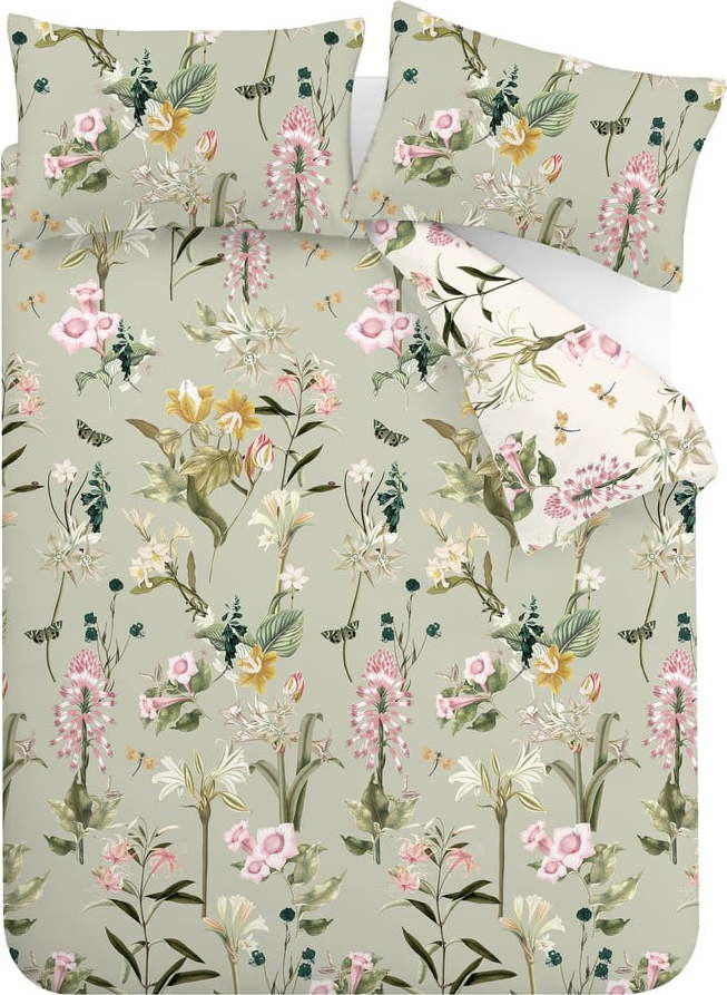 Světle zelené bavlněné povlečení na jednolůžko 135x200 cm Exotic Floral – RHS
