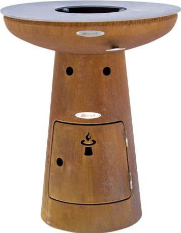 Hnědý venkovní gril na dřevo Remundi Nero S, ø 62 cm