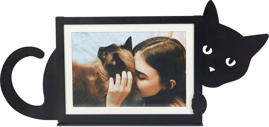 Černý kovový stojací rámeček 36x16 cm Hidden Cat – Balvi
