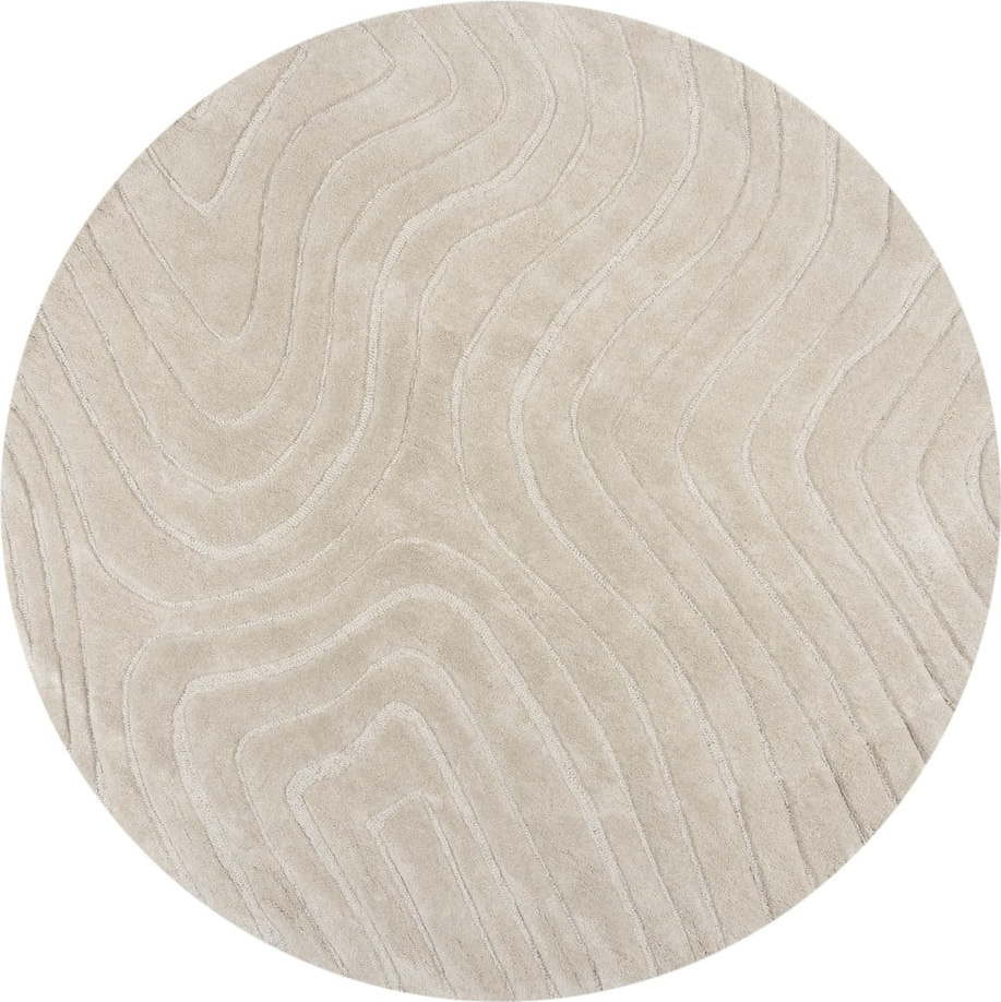 Krémový ručně tkaný vlněný kulatý koberec ø 160 cm Mesmerise Natural – Flair Rugs