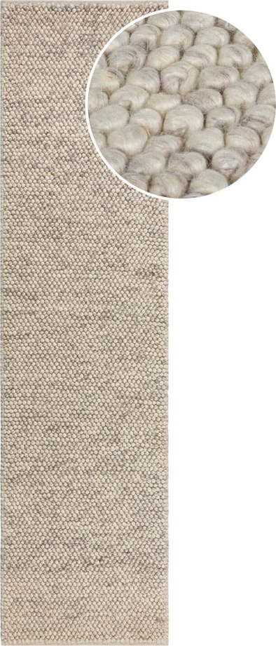 Světle šedý ručně tkaný běhoun s příměsí vlny 60x230 cm Minerals – Flair Rugs