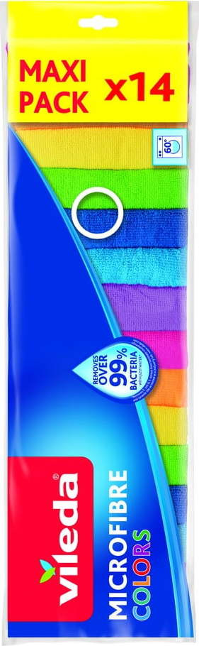 Hadříky z mikrovlákna v sadě 14 ks Colors – Vileda