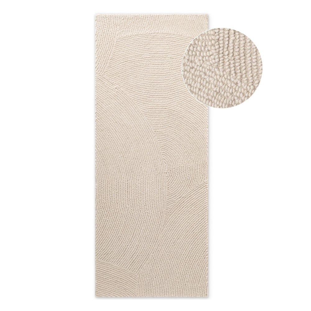 Ručně tkaný vlněný běhoun ve světle přírodní barvě 80x200 cm Eleni Natural White – Hanse Home