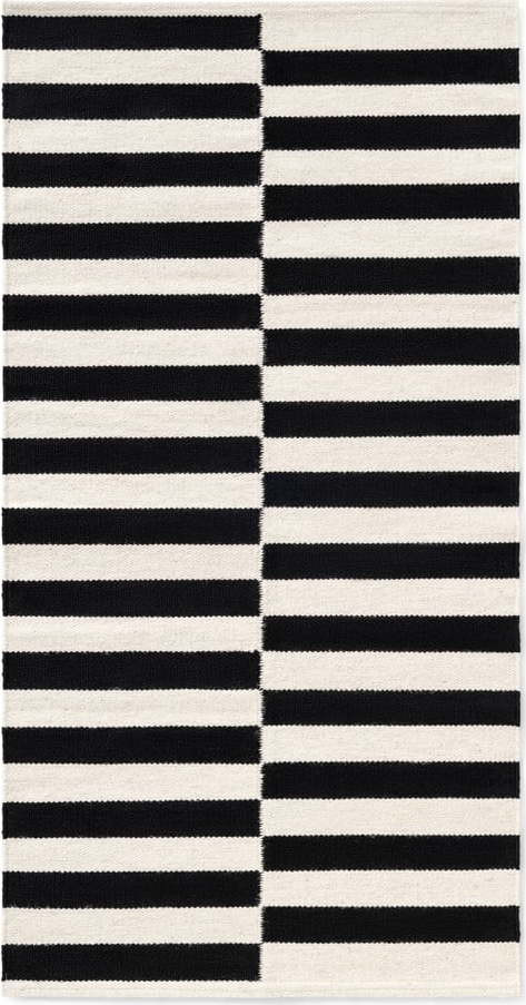 Černo-bílý oboustranný ručně tkaný vlněný koberec 80x150 cm Donna – Hanse Home