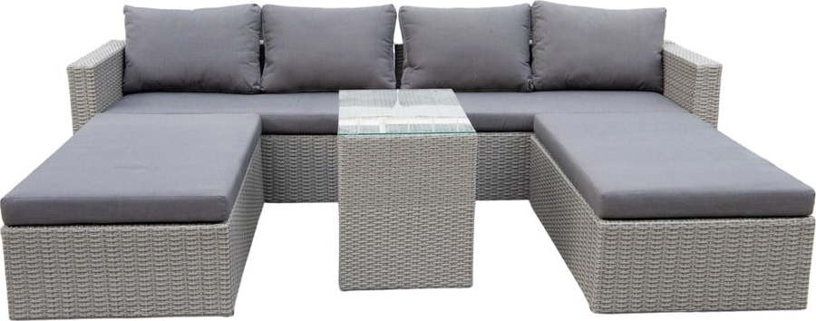 Šedý zahradní lounge set z umělého ratanu pro 4 Drammen - Bonami Selection