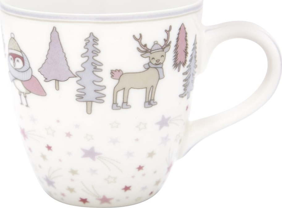 Bílo-růžový hrneček z kameniny Green Gate Kids