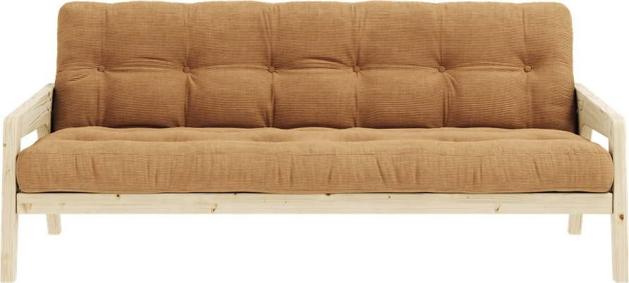 Manšestrová rozkládací pohovka v hořčicovo-hnědé barvě 204 cm Grab Clear – Karup Design