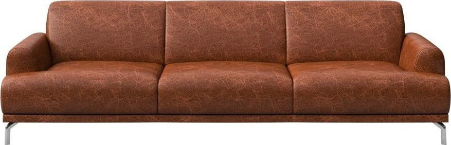 Červenohnědá kožená pohovka MESONICA Puzo, 240 cm