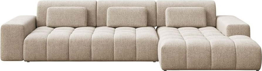 Béžová rohová pohovka (pravý roh/s lenoškou) Chevi – Ghado