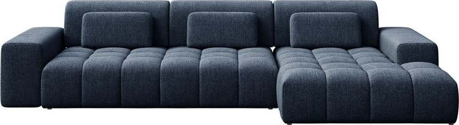 Tmavě modrá rohová pohovka (pravý roh/s lenoškou) Chevi – Ghado