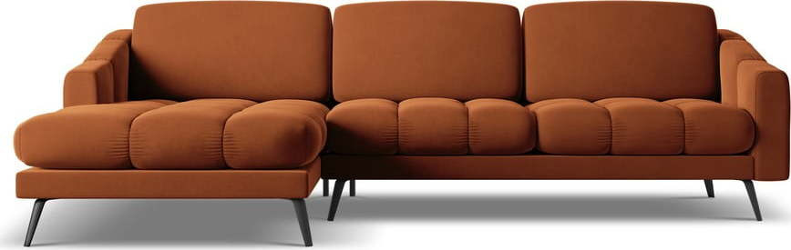 Oranžová sametová rohová pohovka (levý roh) Nalu – Makamii