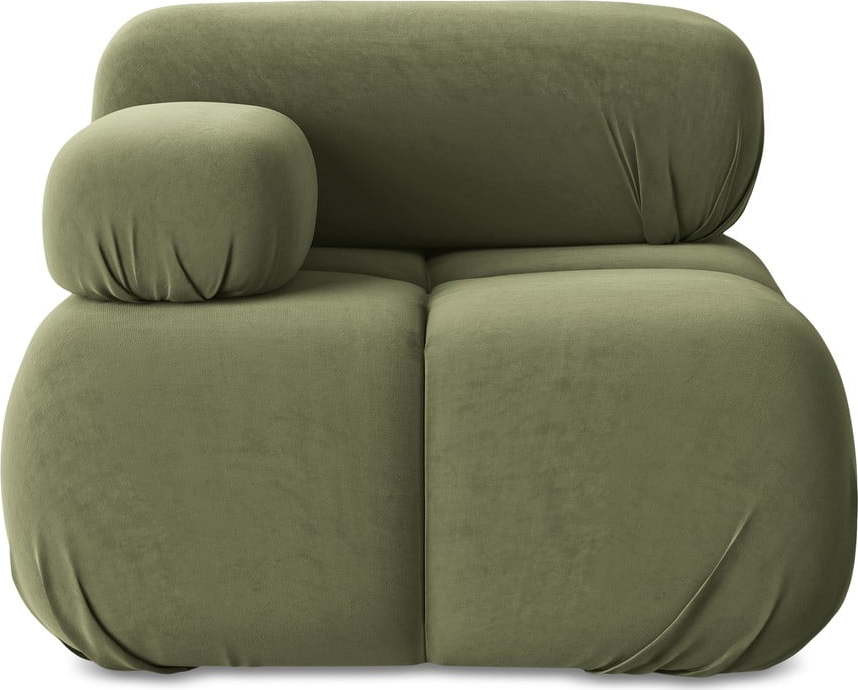 Světle zelený sametový modul pohovky (levý roh) Lokua – Makamii