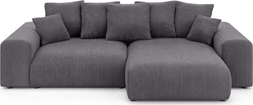 Šedá manšestrová rozkládací rohová pohovka s úložným prostorem (variabilní roh) Luma – Ropez