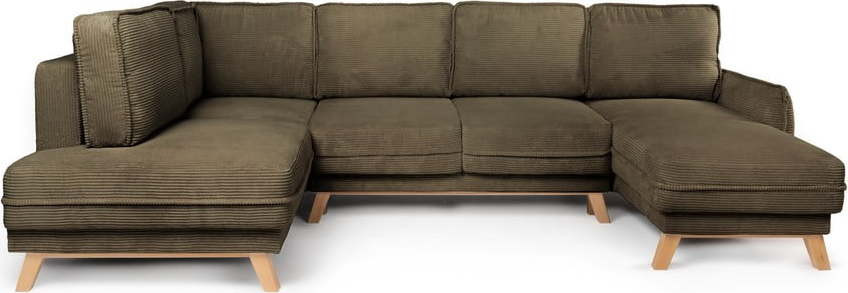 Zelená manšestrová rozkládací rohová pohovka (levý roh/do 