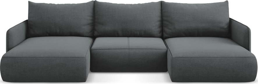 Šedá rozkládací/s úložným prostorem rohová pohovka Nanea – Makamii