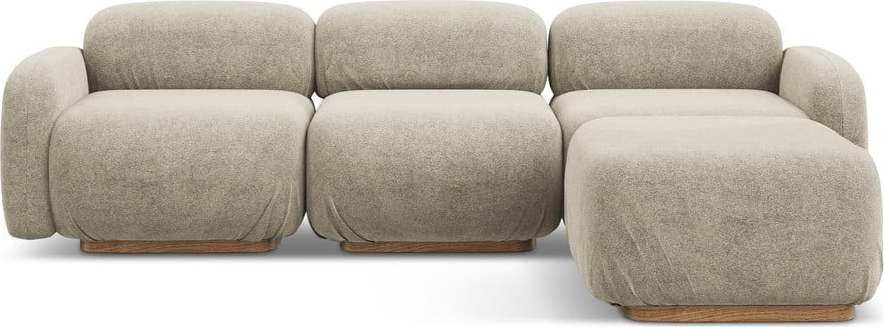 Béžová modulární rohová pohovka z textilie bouclé Ailani – Makamii