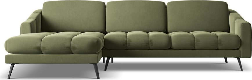 Zelená sametová rohová pohovka (levý roh) Nalu – Makamii