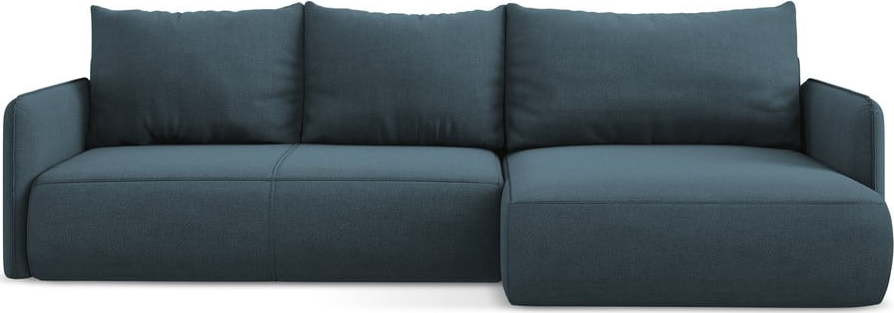 Modrá rozkládací/s úložným prostorem rohová pohovka (pravý roh) Nanea – Makamii