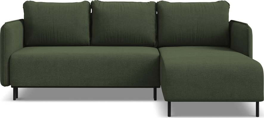 Zelená rozkládací/s úložným prostorem rohová pohovka (pravý roh) Luana – Makamii