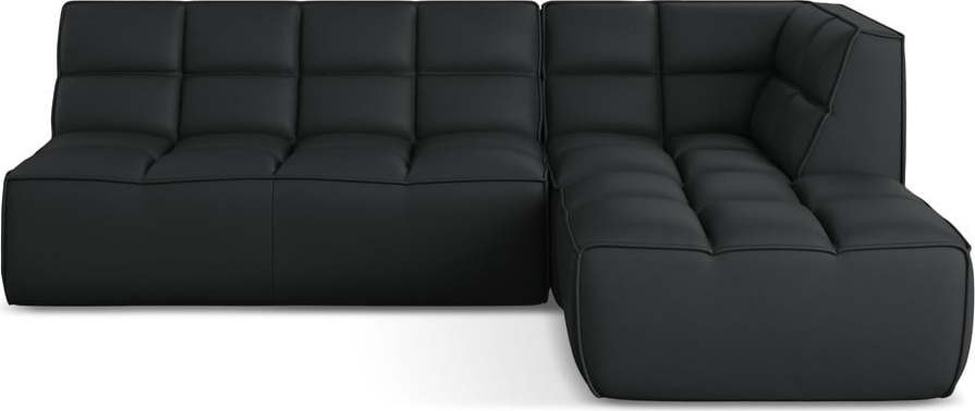 Černá modulární rohová pohovka z imitace kůže (variabilní roh) Kalai – Makamii