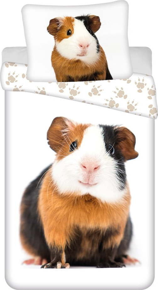 Bílé bavlněné dětské povlečení na jednolůžko 140x200 cm Guinea Pig – Jerry Fabrics
