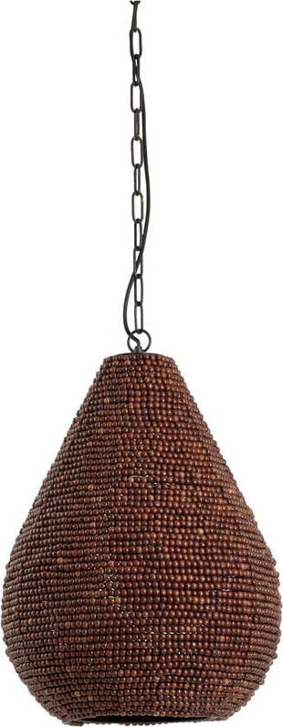 Hnědé závěsné svítidlo s dřevěným stínidlem ø 31 cm Kabinda – Light & Living