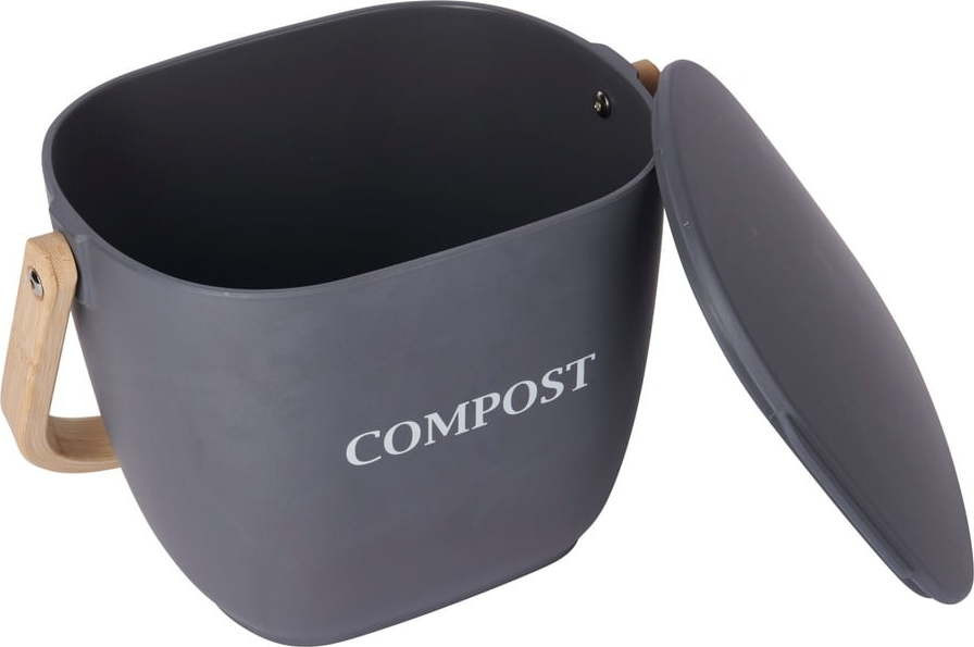 Tmavě šedá bambusová nádoba na kompostovatelný odpad Kitchen Craft Natural Elements