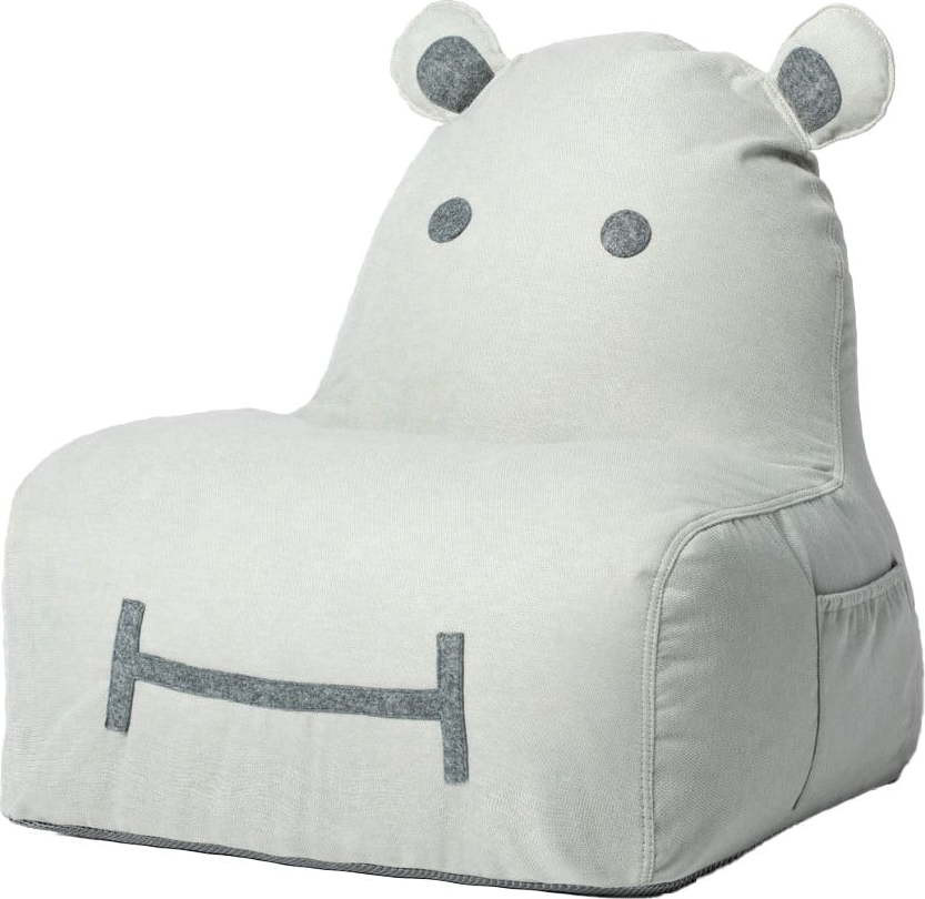 Světle šedý dětský sedací vak Hippo – The Brooklyn Kids