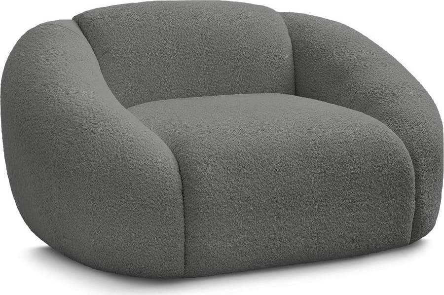 Šedé křeslo z textilie bouclé Tina – Bobochic Paris