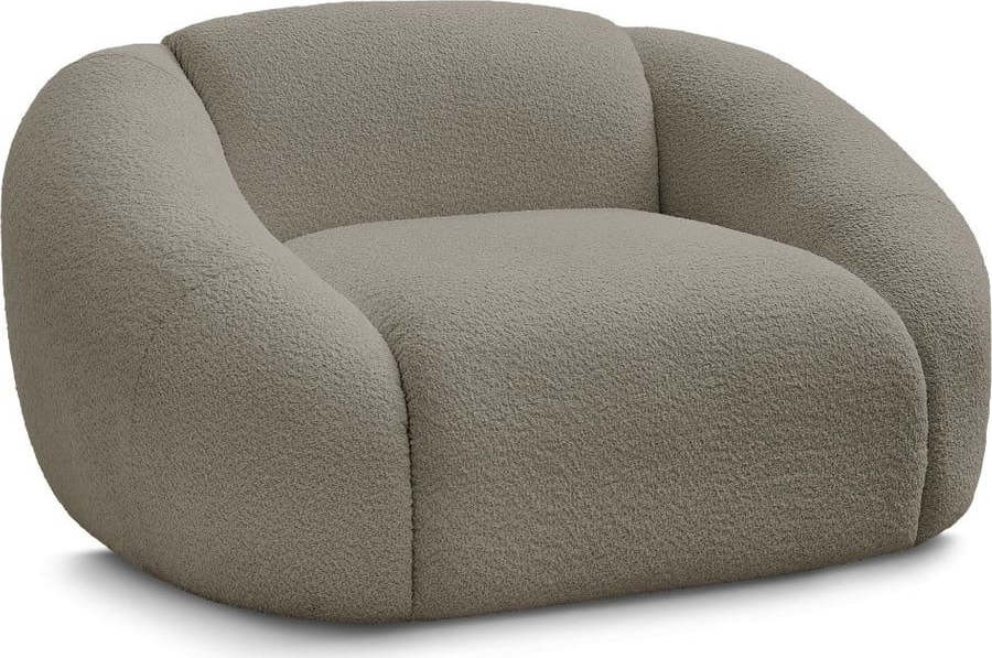 Šedohnědé křeslo z textilie bouclé Tina – Bobochic Paris