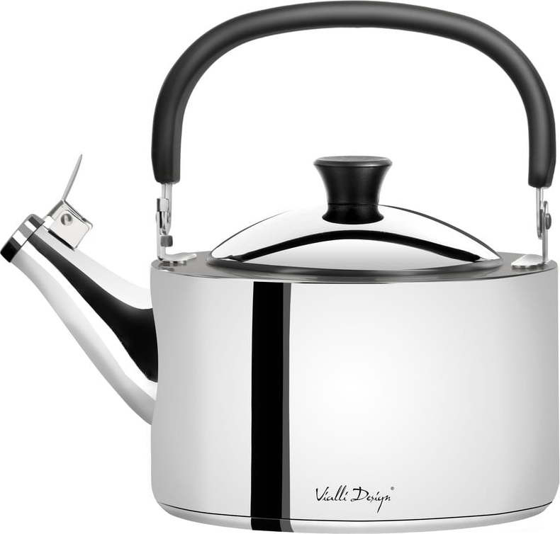 Lesklá nerezová varná konvice s pístem Vialli Design Diamante, 1,5 l