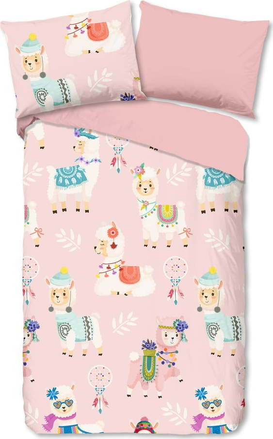 Růžové flanelové dětské povlečení na jednolůžko 140x200 cm Ladida – Good Morning