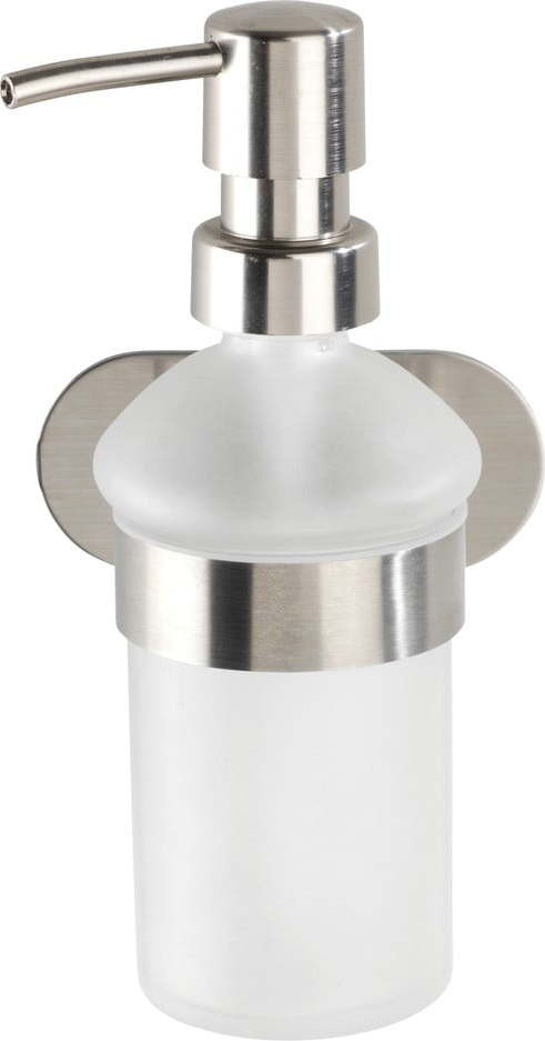 Samodržící skleněný dávkovač mýdla v matně stříbrné barvě 200 ml Orea – Wenko