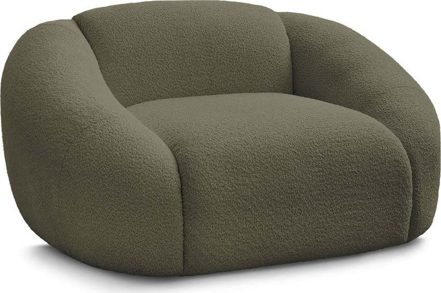 Zelené křeslo z textilie bouclé Tina – Bobochic Paris